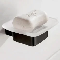 Multifunction Bathroom Accessory 1pc Include Towel Bar/Robe Hook/Towel Rack/Toothbrush Holder/Soap Dishes and Bath Shelf Stainless Steel Wall Mounted Matte Black