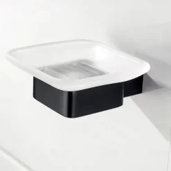 Multifunction Bathroom Accessory 1pc Include Towel Bar/Robe Hook/Towel Rack/Toothbrush Holder/Soap Dishes and Bath Shelf Stainless Steel Wall Mounted Matte Black