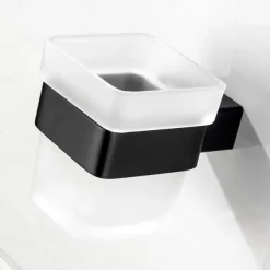 Multifunction Bathroom Accessory 1pc Include Towel Bar/Robe Hook/Towel Rack/Toothbrush Holder/Soap Dishes and Bath Shelf Stainless Steel Wall Mounted Matte Black