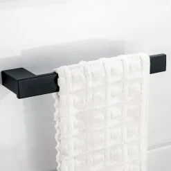 Multifunction Bathroom Accessory 1pc Include Towel Bar/Robe Hook/Towel Rack/Toothbrush Holder/Soap Dishes and Bath Shelf Stainless Steel Wall Mounted Matte Black