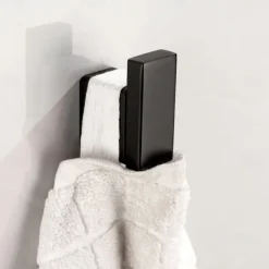 Multifunction Bathroom Accessory 1pc Include Towel Bar/Robe Hook/Towel Rack/Toothbrush Holder/Soap Dishes and Bath Shelf Stainless Steel Wall Mounted Matte Black