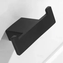 Multifunction Bathroom Accessory 1pc Include Towel Bar/Robe Hook/Towel Rack/Toothbrush Holder/Soap Dishes and Bath Shelf Stainless Steel Wall Mounted Matte Black