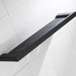 Multifunction Bathroom Accessory 1pc Include Towel Bar/Robe Hook/Towel Rack/Toothbrush Holder/Soap Dishes and Bath Shelf Stainless Steel Wall Mounted Matte Black