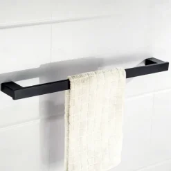 Multifunction Bathroom Accessory 1pc Include Towel Bar/Robe Hook/Towel Rack/Toothbrush Holder/Soap Dishes and Bath Shelf Stainless Steel Wall Mounted Matte Black