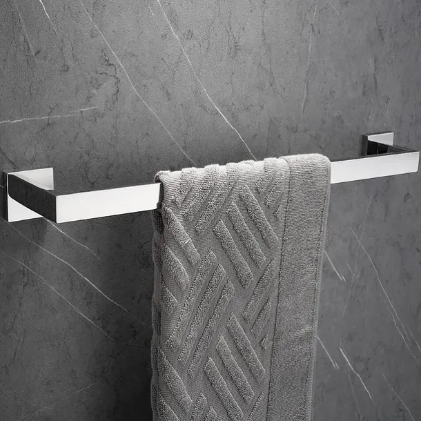 Multifunction Bathroom Accessory Set Stainless Steel with Toilet Paper Holder Robe Hook Toilet Brush Holder and Towel Rack Wall Mounted Silvery 4pcs