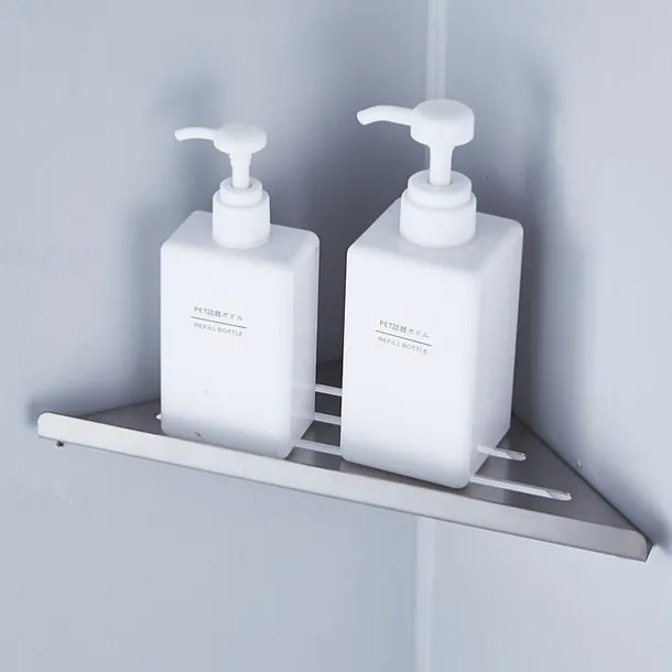 Multifunction Bathroom Triangle Shelf Wall Mounted Stainless Steel 1 Pack Corner Storage Shelf for Bathroom, Toilet and Kitchen