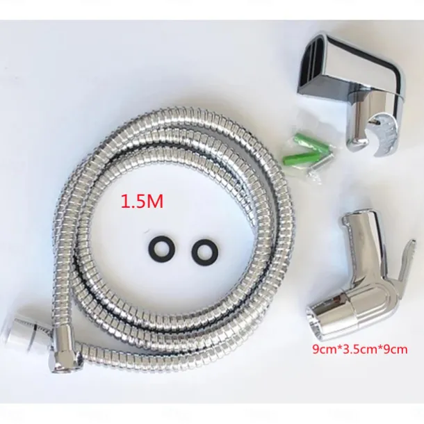 Multifunction Bidet Faucet with Holder Chrome Toilet Handheld Bidet Sprayer Self-Cleaning Contemporary Silvery