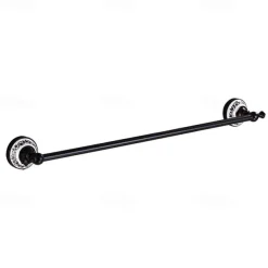 Multifunction Brushed Brass Towel holder Antique Brass and Ceramic Printing Bathroom Shelf Single Rod Wall Mounted Electroplated