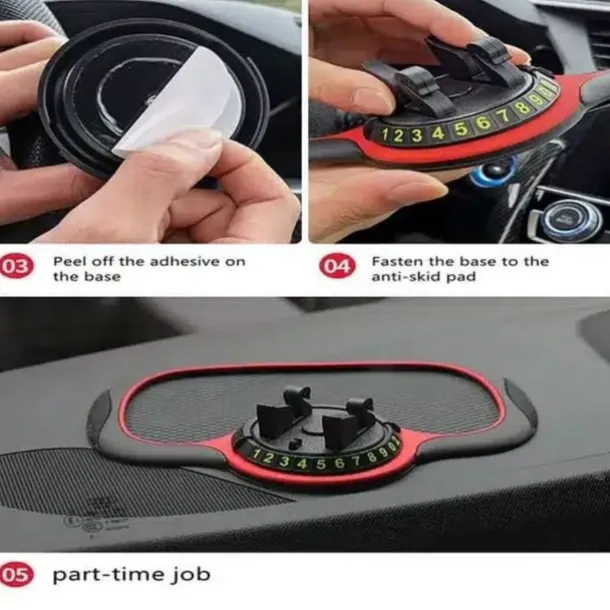 Multifunction Car Anti-Slip Mat Auto Phone Holder - 3-in-1 Dashboard Organizer with Rotating Phone Bracket - Non-Slip PVC Material