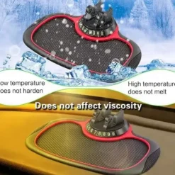 Multifunction Car Anti-Slip Mat Auto Phone Holder - 3-in-1 Dashboard Organizer with Rotating Phone Bracket - Non-Slip PVC Material