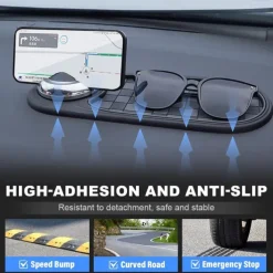Multifunction Car Anti-Slip Mat, New Multifunctional Car Dashboard Mobile Phone Holder, Auto Universal Rotatable Anti Skid Car Dashboard Pad with Temporary Parking Number