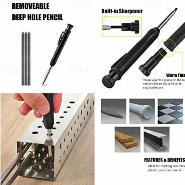 Multi-Function Scribing Tool, Construction Pencil, Tiling Pave Woodworking Outlines Circles Profiling Contour Gauge With Woodworking Scribing Pen