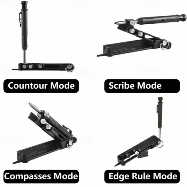 Multi-Function Scribing Tool, Construction Pencil, Tiling Pave Woodworking Outlines Circles Profiling Contour Gauge With Woodworking Scribing Pen