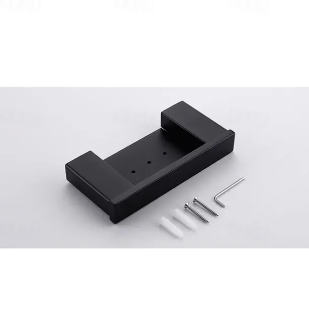 Multifunction Soap Dishes & Holders Contemporary Stainless Steel Rectangle Bath Shelf Wall Mounted Matte Black 1pc