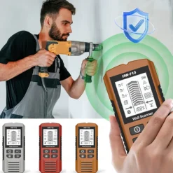 Multifunctional Handheld Metal & Wall Detector, 5 in 1 Stud Finder Scanner, Portable Wire Pipe Power Scanner, LCD Display, Suitable for Detecting Metal, Cables, Wood