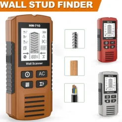 Multifunctional Handheld Metal & Wall Detector, 5 in 1 Stud Finder Scanner, Portable Wire Pipe Power Scanner, LCD Display, Suitable for Detecting Metal, Cables, Wood