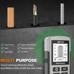 Multifunctional Handheld Metal & Wall Detector, 5 in 1 Stud Finder Scanner, Portable Wire Pipe Power Scanner, LCD Display, Suitable for Detecting Metal, Cables, Wood