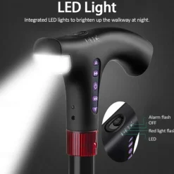 Multifunctional Height Adjustable Portable Walking Stick with MP3 Music Player, LED Radio Listening, Interesting Auto Alarm Function