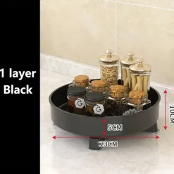 Multifunctional Kitchen 360 Rotating Storage Rack Spice Box Shelf Height Adjustable Bathroom Cosmetics Organizer