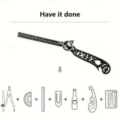 Multi-Functional 4pcs Black Magnetic Drawing Compass Set - Engineering & Drafting Rulers for Office Use