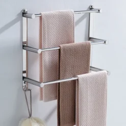 Multilayer Towel Bar Towel Rack Towel Rail,Stainless Steel 3-TierTowel Bar Storage Shelf for Bathroom 30cm~70cm Towel Holder (Black/Chrome/Brushed Golden/Brushed Nickel)
