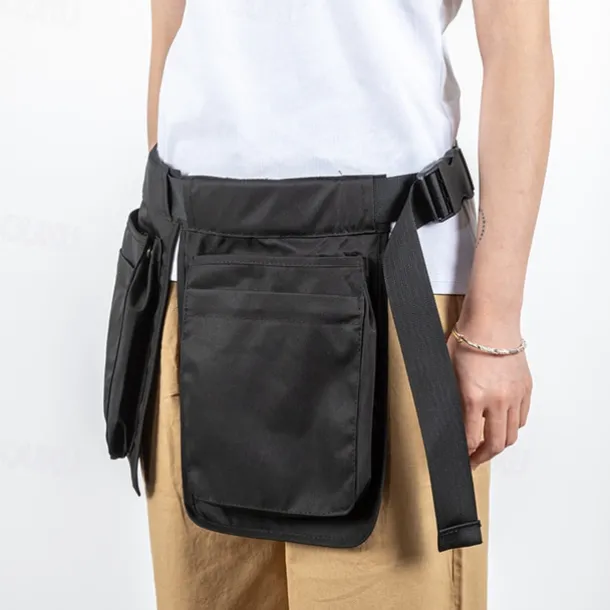 Multi-Pocket Tool Belt Apron Waterproof Utility Waist Pack with Adjustable Strap - Black Gardening Work Belt Organizer for Cooking Crafts DIY Projects Storage Bag with Multiple Compartments