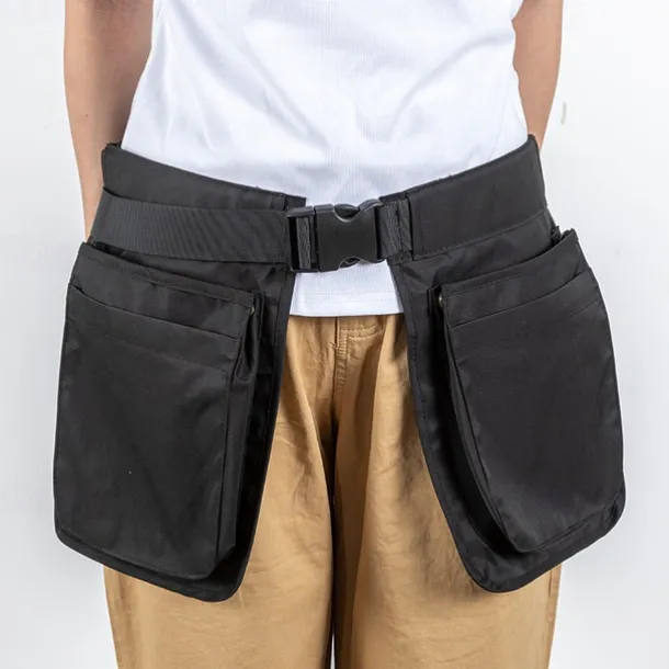 Multi-Pocket Tool Belt Apron Waterproof Utility Waist Pack with Adjustable Strap - Black Gardening Work Belt Organizer for Cooking Crafts DIY Projects Storage Bag with Multiple Compartments