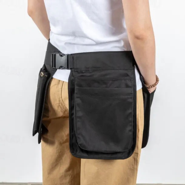 Multi-Pocket Tool Belt Apron Waterproof Utility Waist Pack with Adjustable Strap - Black Gardening Work Belt Organizer for Cooking Crafts DIY Projects Storage Bag with Multiple Compartments