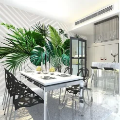 Mural Wallpaper Wall Sticker Covering Print Tropical Palm Leaf Canvas Home Décor Adhesive Required / Peel and Stick Removable