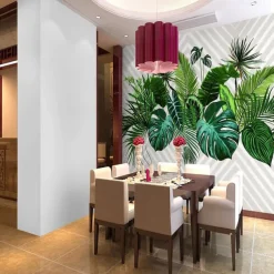 Mural Wallpaper Wall Sticker Covering Print Tropical Palm Leaf Canvas Home Décor Adhesive Required / Peel and Stick Removable