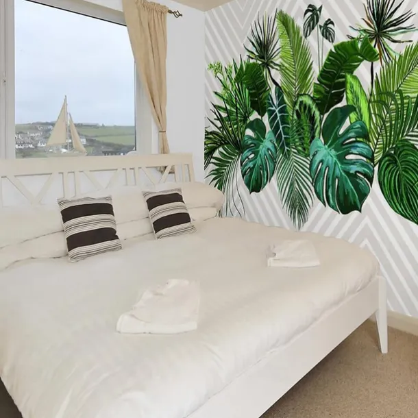 Mural Wallpaper Wall Sticker Covering Print Tropical Palm Leaf Canvas Home Décor Adhesive Required / Peel and Stick Removable