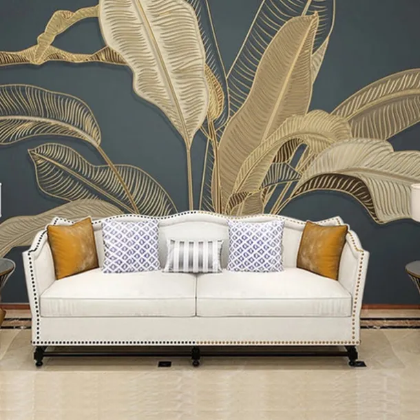 Mural Wallpaper Wall Sticker Covering Print Gold Tropical Palm Leaf Canvas Home Décor Peel and Stick Removable