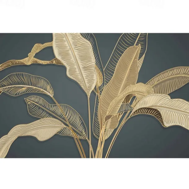Mural Wallpaper Wall Sticker Covering Print Gold Tropical Palm Leaf Canvas Home Décor Peel and Stick Removable