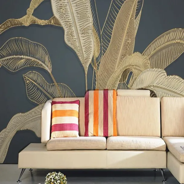 Mural Wallpaper Wall Sticker Covering Print Gold Tropical Palm Leaf Canvas Home Décor Peel and Stick Removable