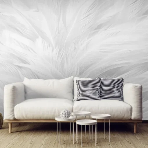 Mural Wallpaper Wall Sticker Covering Print Peel and Stick Self Adhesive White Feather Room Wallcovering PVC / Vinyl Home Decor