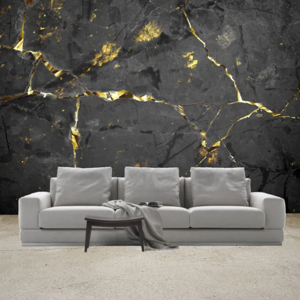 Mural Wallpaper Wall Sticker Covering Print Peel and Stick Self Adhesive Marble With Black Belt And Gold Thread Pattern PVC / Vinyl Home Decor