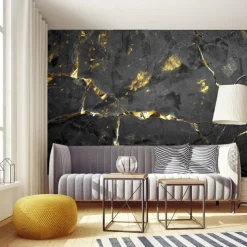 Mural Wallpaper Wall Sticker Covering Print Peel and Stick Self Adhesive Marble With Black Belt And Gold Thread Pattern PVC / Vinyl Home Decor