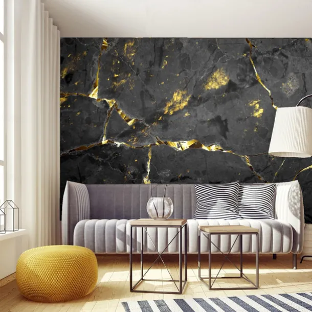 Mural Wallpaper Wall Sticker Covering Print Peel and Stick Self Adhesive Marble With Black Belt And Gold Thread Pattern PVC / Vinyl Home Decor