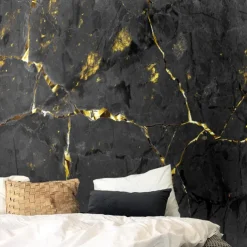 Mural Wallpaper Wall Sticker Covering Print Peel and Stick Self Adhesive Marble With Black Belt And Gold Thread Pattern PVC / Vinyl Home Decor