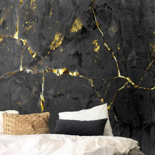 Mural Wallpaper Wall Sticker Covering Print Peel and Stick Self Adhesive Marble With Black Belt And Gold Thread Pattern PVC / Vinyl Home Decor