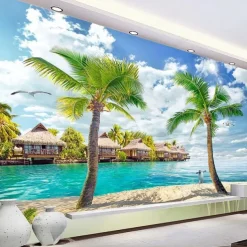 Mural Wallpaper Wall Sticker Covering Print Peel and Stick Removable Self Adhesive Landscape Seaside Tree PVC / Vinyl Home Decor