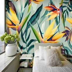 Mural Wallpaper Wall Sticker Covering Print Adhesive Required Tropical Palm Leaf Canvas Home Décor