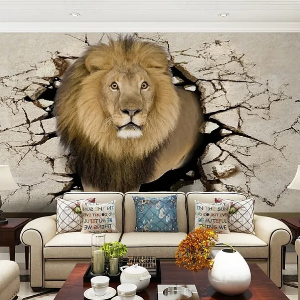 Mural Wallpaper Wall Sticker Covering Print Adhesive Required Animal Lion Canvas Home Décor