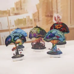 Mushroom Decoration Acrylic Double-sided Desktop Decoration Flowers Octopus Snail Plants Handicraft Decoration Home Office Decor