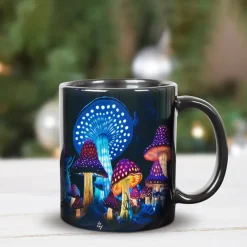 Mushroom Fantasy Mug - Trippy Misty Nature Design, Perfect Gift for Nature Lovers and Fantasy Enthusiasts