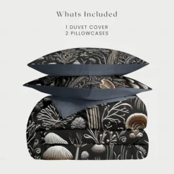 Mushroom Forest Mexican Folk Art Pattern Duvet Cover Set Comforter Set Soft 3-Piece Luxury Cotton Bedding Set Home Decor Gift