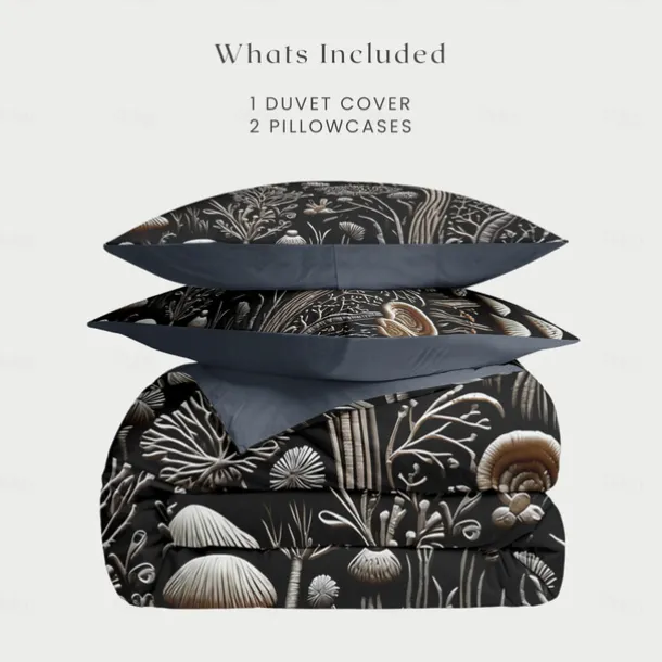 Mushroom Forest Mexican Folk Art Pattern Duvet Cover Set Comforter Set Soft 3-Piece Luxury Cotton Bedding Set Home Decor Gift