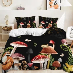 Mushroom Forest Quilt Cover Set Print Bedding Set Duvet Cover-1 Quilt Cover 2 Pillow Covers Or 1 Pillow Cover Bedding Set