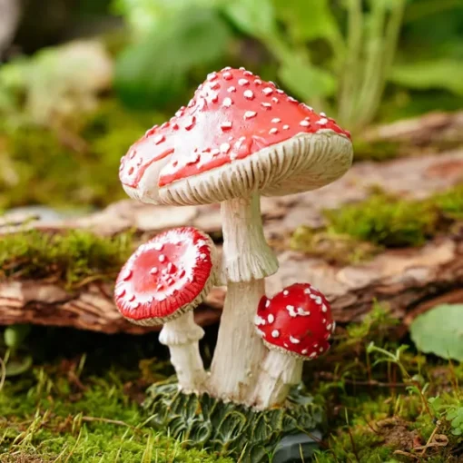 Mushroom Garden Ornament - Resin Material, Handmade and Hand-Painted, for Gardening, Miniature Landscapes, and Plant Decoration
