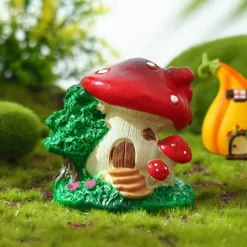 Mushroom House Resin Decoration Gardening Flowerpot Micro Landscape Scene With Home Decoration 1PC